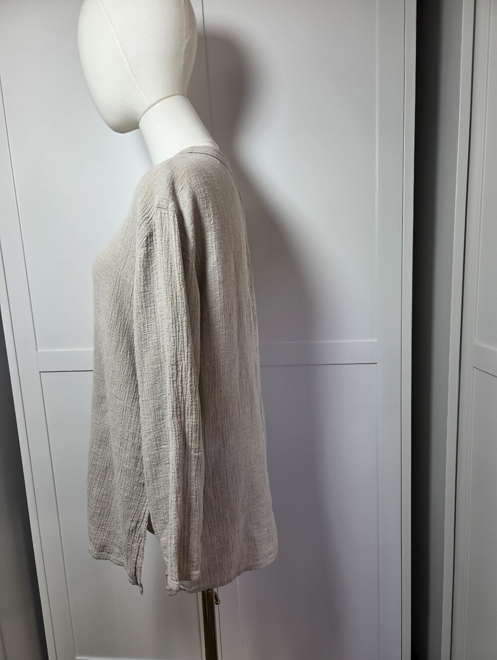 MaxMara Puro Lino Light Beige Old Money Pretty Minimalist Cardigan Size 12 Large - Picture 3 of 11